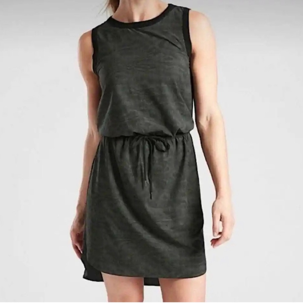 Athleta Rincon Black Printed Dress Sz L